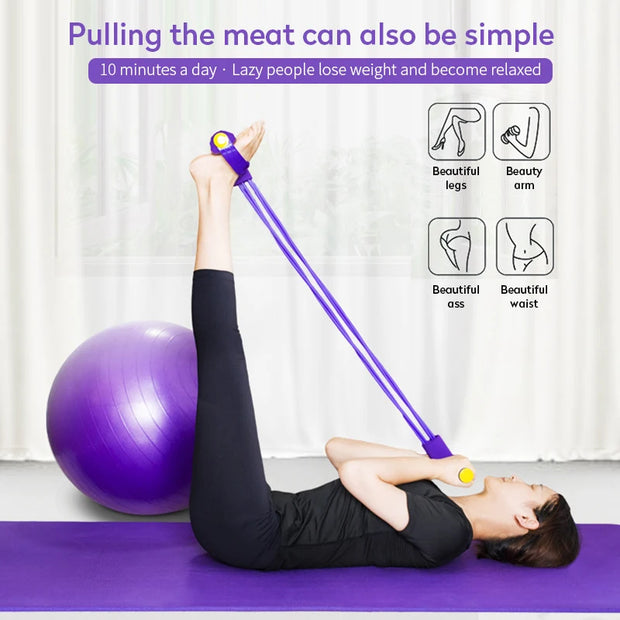 Fitness Resistance Bands Exercise Equipment Elastic Sit Up Pull Rope Gym Workout Bands Sport Training 4 Tube Pedal Ankle Puller