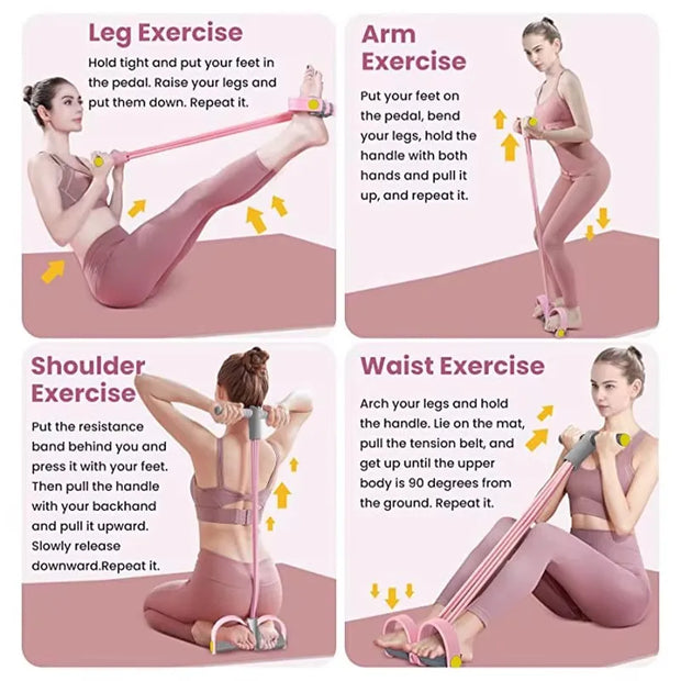 Fitness Gum 4 Tube Resistance Bands Latex Pedal Exerciser Sit-up Pull Rope Expander Elastic Bands Yoga equipment Pilates Workout